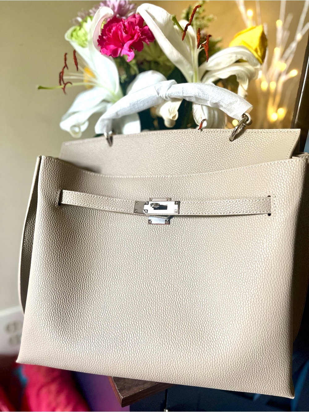 NEW Neutral Leather Top-Handle Satchel
